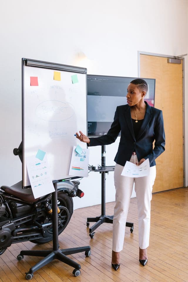 Consultant presenting in an office